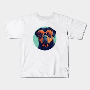 Cute Rottweiler With Sunglasses Kids T-Shirt